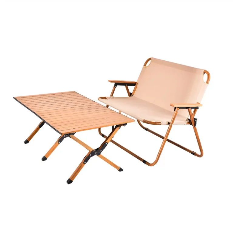 Matching portable folding camping chair and table set